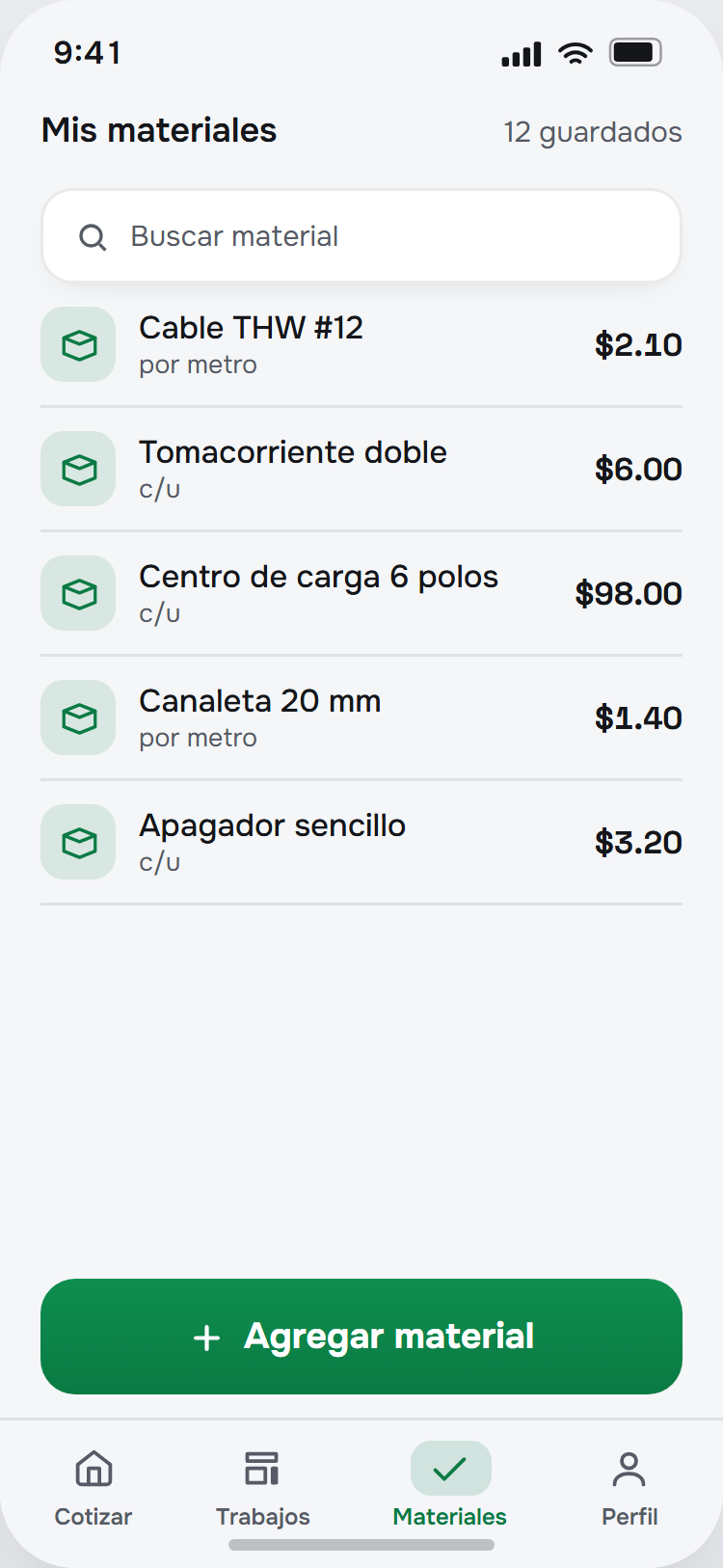 Tus precios guardados
